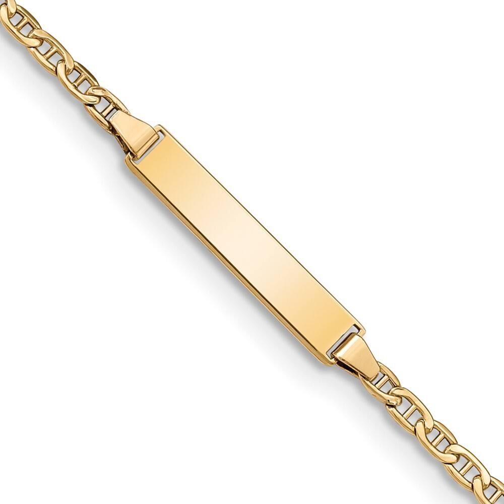 14k Yellow Gold Semi-solid Polished Anchor  Id Bracelet